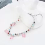 Gyöngyös karkötő, Világos rózsaszín, Swarovski köves