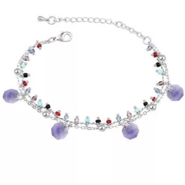 Gyöngyös karkötő, Tanzanite, Swarovski köves