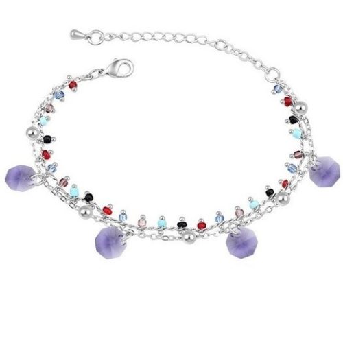 Gyöngyös karkötő, Tanzanite, Swarovski köves