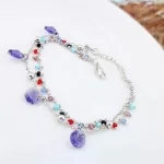 Gyöngyös karkötő, Tanzanite, Swarovski köves