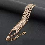 Ezüstözött karkötő kristályokkal, ezüst színben, 17+6 cm 