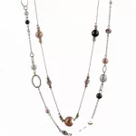 Gyöngyökkel díszített, hosszú nyaklánc, ezüst színben 