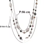 Gyöngyökkel díszített, hosszú nyaklánc, ezüst színben 