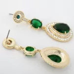 Vízcsepp alakú fülbevaló, Zöld, Swarovski köves