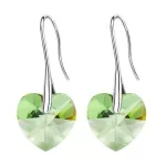 Szív köves fülbevaló, Peridot, Swarovski köves