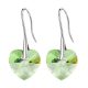 Szív köves fülbevaló, Peridot, Swarovski köves