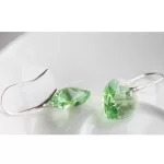 Szív köves fülbevaló, Peridot, Swarovski köves