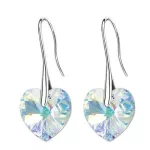 Szív köves fülbevaló,  Crystal AB, Swarovski köves