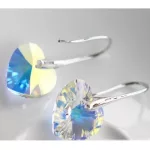 Szív köves fülbevaló,  Crystal AB, Swarovski köves