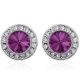 Kerek köves fülbevaló, Amethyst, Swarovski köves