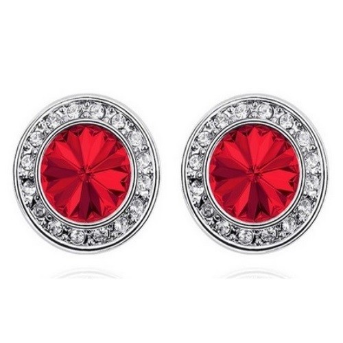 Kerek köves fülbevaló, Világos Sziám, Swarovski köves
