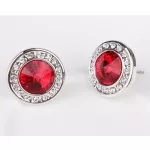 Kerek köves fülbevaló, Világos Sziám, Swarovski köves