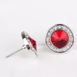 Kerek köves fülbevaló, Világos Sziám, Swarovski köves