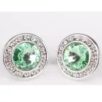 Kerek köves fülbevaló, Chrysolite , Swarovski köves