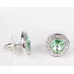 Kerek köves fülbevaló, Chrysolite , Swarovski köves