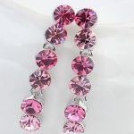 Hosszú, kerek köves fülbevaló, Rózsaszín