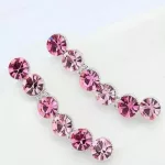 Hosszú, kerek köves fülbevaló, Rózsaszín