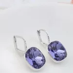 Piercing fülbevaló, Tanzanite, Swarovski köves