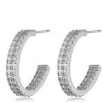 Köves kerek fülbevaló, Rhodium