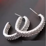 Köves kerek fülbevaló, Rhodium