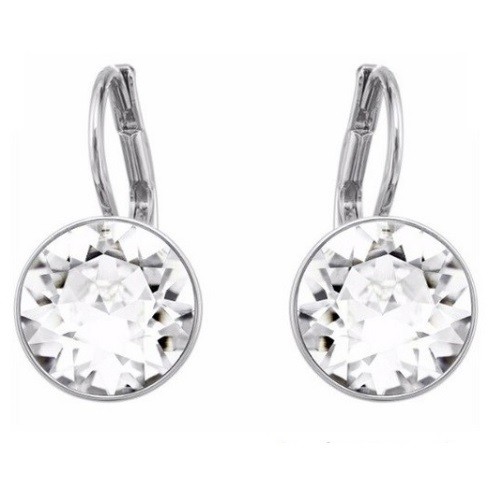 Mini kerek fülbevaló, Rhodium, Swarovski köves