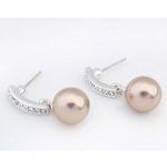 Gyöngy fülbevaló, Bronz , Swarovski köves