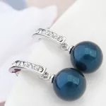 Gyöngy fülbevaló, Kék, Swarovski köves