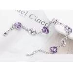 Szív és lóhere karkötő, Viola, Swarovski köves