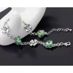 Szív és lóhere karkötő, Peridot zöld, Swarovski köves