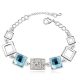Négyszög mintás karkötő, Aquamarine, Swarovski köves