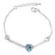 Szív medálos karkötő, Aquamarine, Swarovski köves