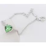 Szív medálos karkötő, Peridot zöld, Swarovski köves
