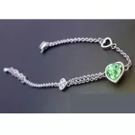 Szív medálos karkötő, Peridot zöld, Swarovski köves
