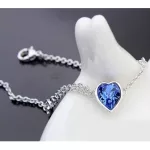Szív medálos karkötő, Zafír, Swarovski köves