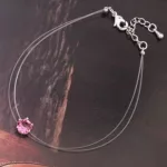 Antiallergén átlátszó karkötő, Rózsaszín, Swarovski köves