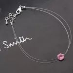Antiallergén átlátszó karkötő, Rózsaszín, Swarovski köves