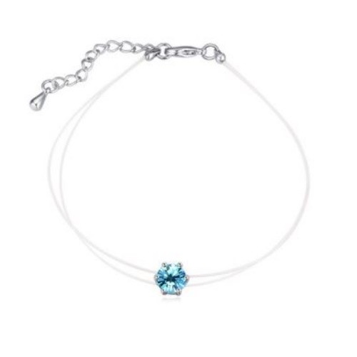 Antiallergén átlátszó karkötő, Aquamarine, Swarovski köves