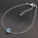 Antiallergén átlátszó karkötő, Aquamarine, Swarovski köves