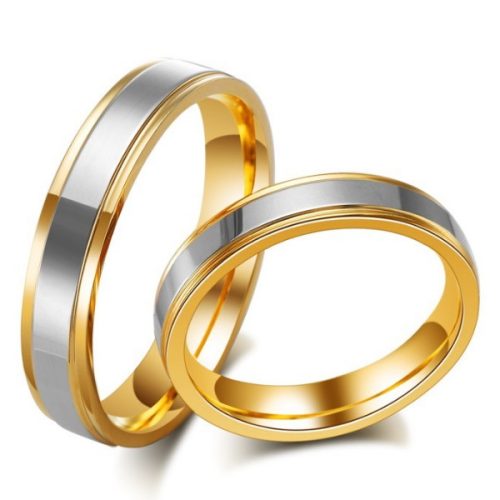 Férfi karikagyűrű, nemesacél, aranyszínű, 10-es méret 