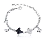Lepke karkötő, Jet, Swarovski köves