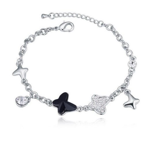 Lepke karkötő, Jet, Swarovski köves