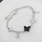 Lepke karkötő, Jet, Swarovski köves