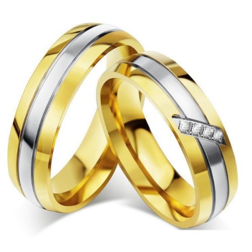 Férfi karikagyűrű, nemesacél, aranyszínű, 12-es méret 