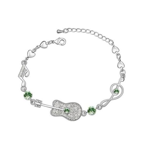 Karkötő, Swarovski kristállyal díszített díszítve, gitár mintával, peridot