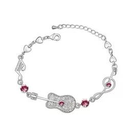   Karkötő, Swarovski kristállyal díszített díszítve, gitár mintával, rózsaszín