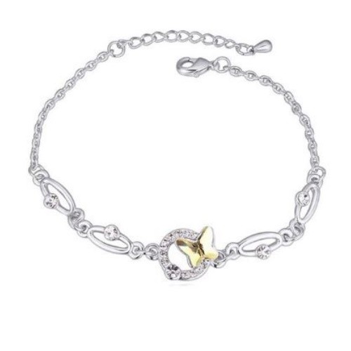 Pillangó karkötő, Sárgásfehér, Swarovski köves