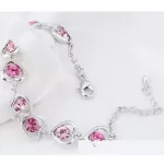 Szív mintás karkötő, Rózsaszín, Swarovski köves