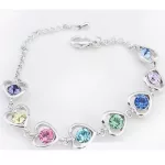 Szív mintás karkötő, Multicolor, Swarovski köves