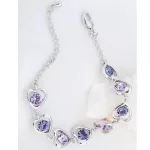 Szív mintás karkötő, Tanzanite, Swarovski köves
