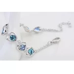 Szív mintás karkötő, Aquamarine, Swarovski köves